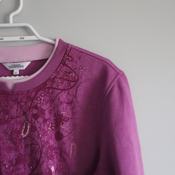 Northern Traditions Women's Sz M Crewneck Ribbed Fleece Pullover Relaxed Sweater - Picture 5 of 12